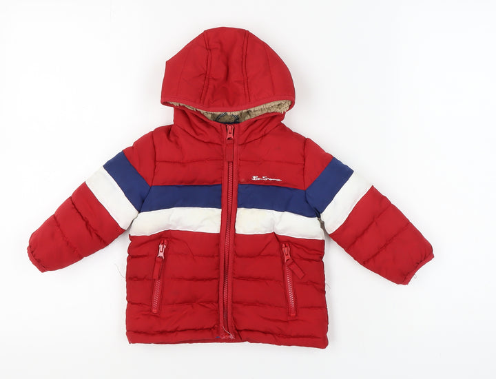 Ben Sherman Red Puffer Jacket for Unisex Toddlers, 12 Months