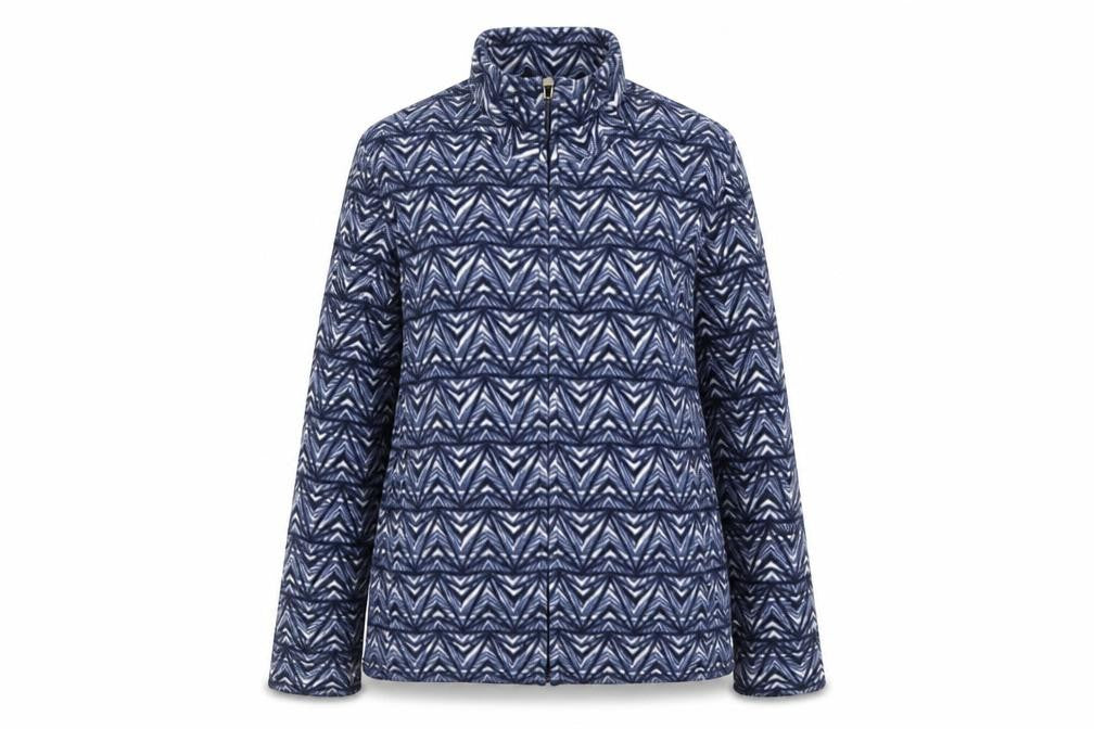 Front view of Marks & Spencer Women's Blue Geometric Jacket, size 14