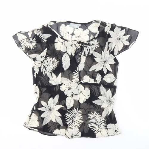 Wallis Women's Black Floral Blouse Size 14