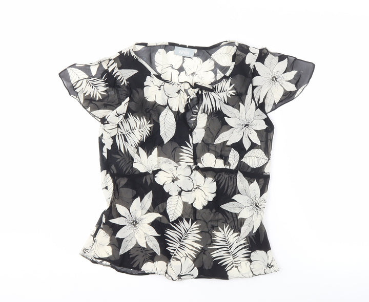 Wallis Women's Black Floral Blouse Size 14