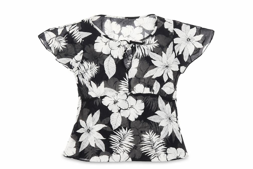 Front view of Wallis Women's Black Floral Blouse, size 14