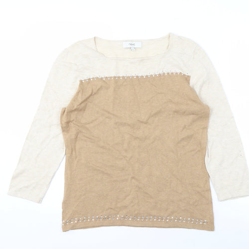 Next Women's Beige Pullover Jumper, Size 14, Boat Neck