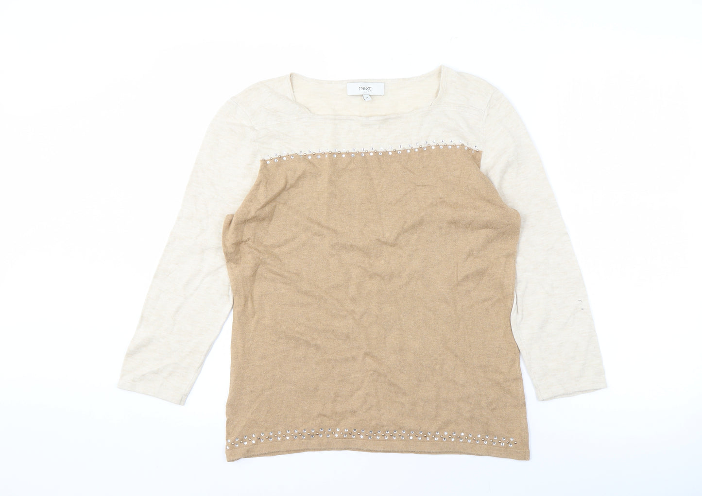 Next Women's Beige Pullover Jumper, Size 14, Boat Neck