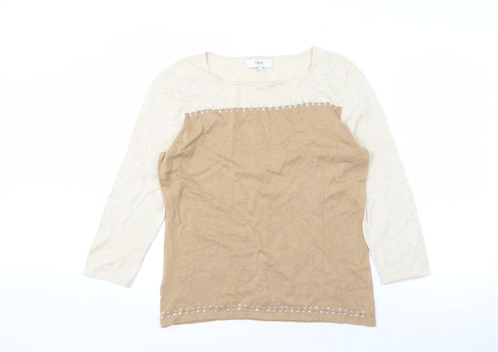 Next Women's Beige Pullover Jumper, Size 14, Boat Neck