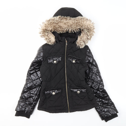 River Island Girls Black Quilted Puffer Jacket, Size 9-10 Years
