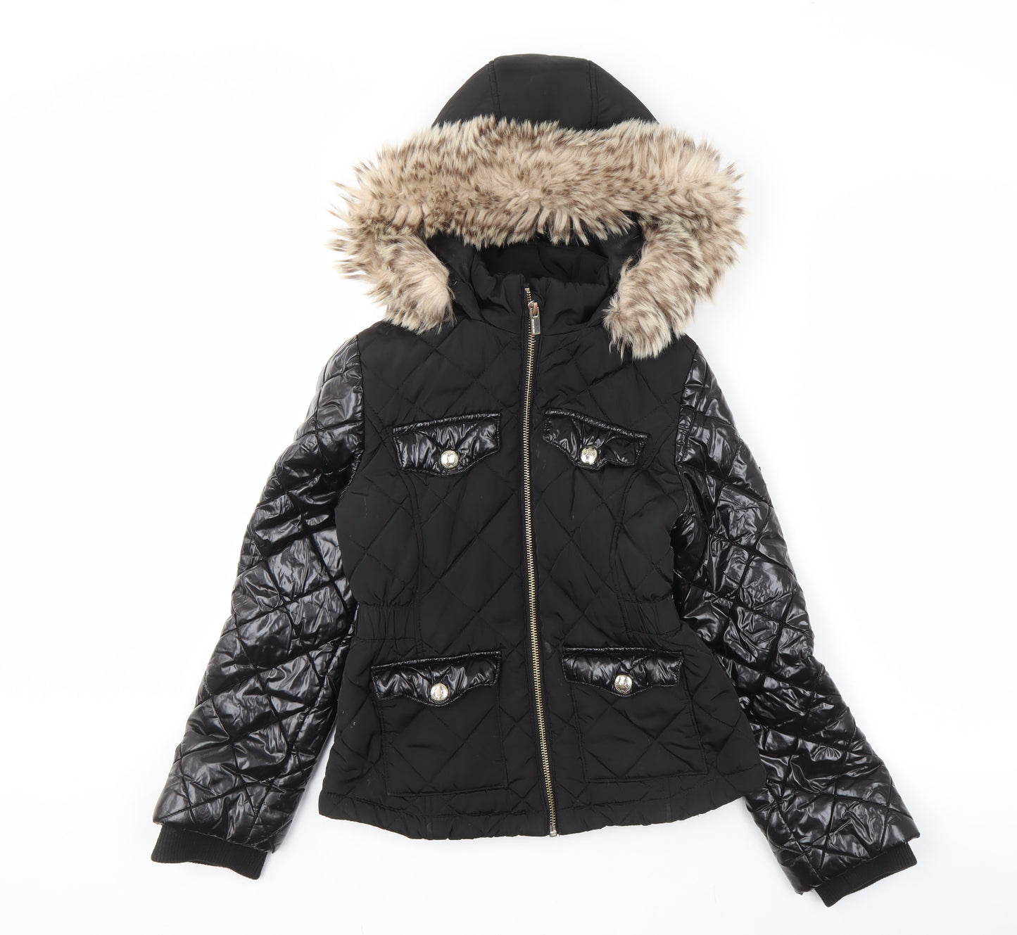 River Island Girls Black Quilted Puffer Jacket, Size 9-10 Years