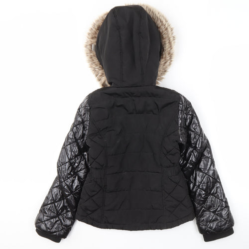 River Island Girls Black Quilted Puffer Jacket, Size 9-10 Years