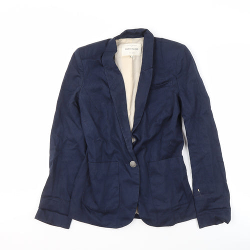 River Island Women's Blue Blazer Size 8 Lined Casual