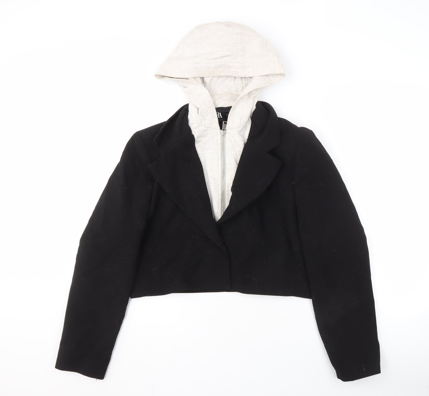 Zara Women’s Black Cropped Hooded Blazer Size M