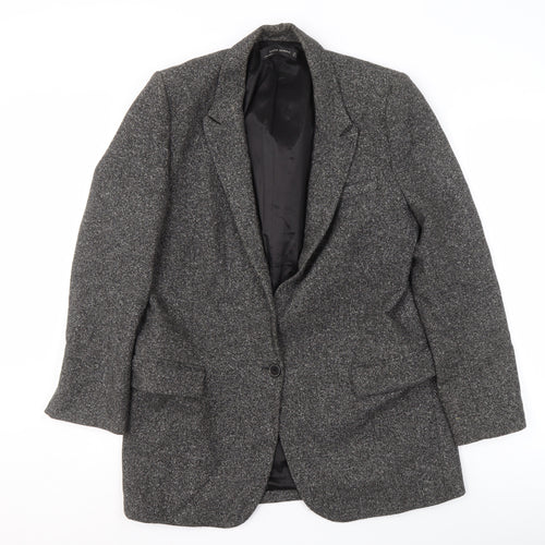 Zara Women's Grey Blazer Lined Work Jacket L