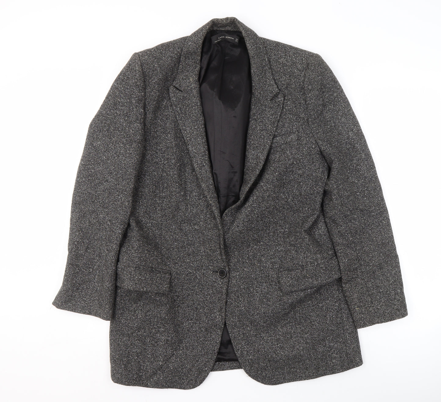 Zara Women's Grey Blazer Lined Work Jacket L