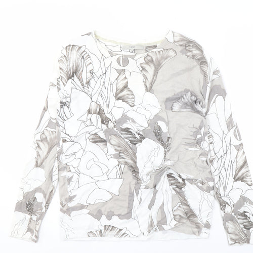 Next Women's Grey Floral Cotton Pullover Jumper UK 14