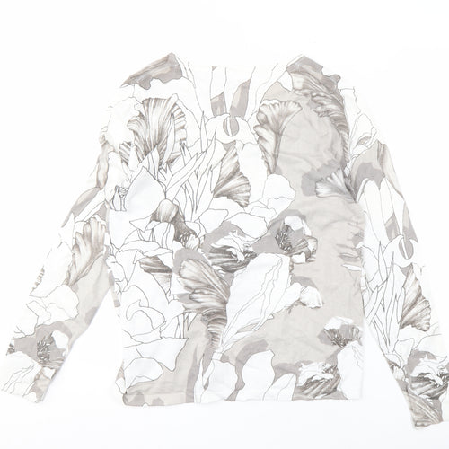 Next Women's Grey Floral Cotton Pullover Jumper UK 14