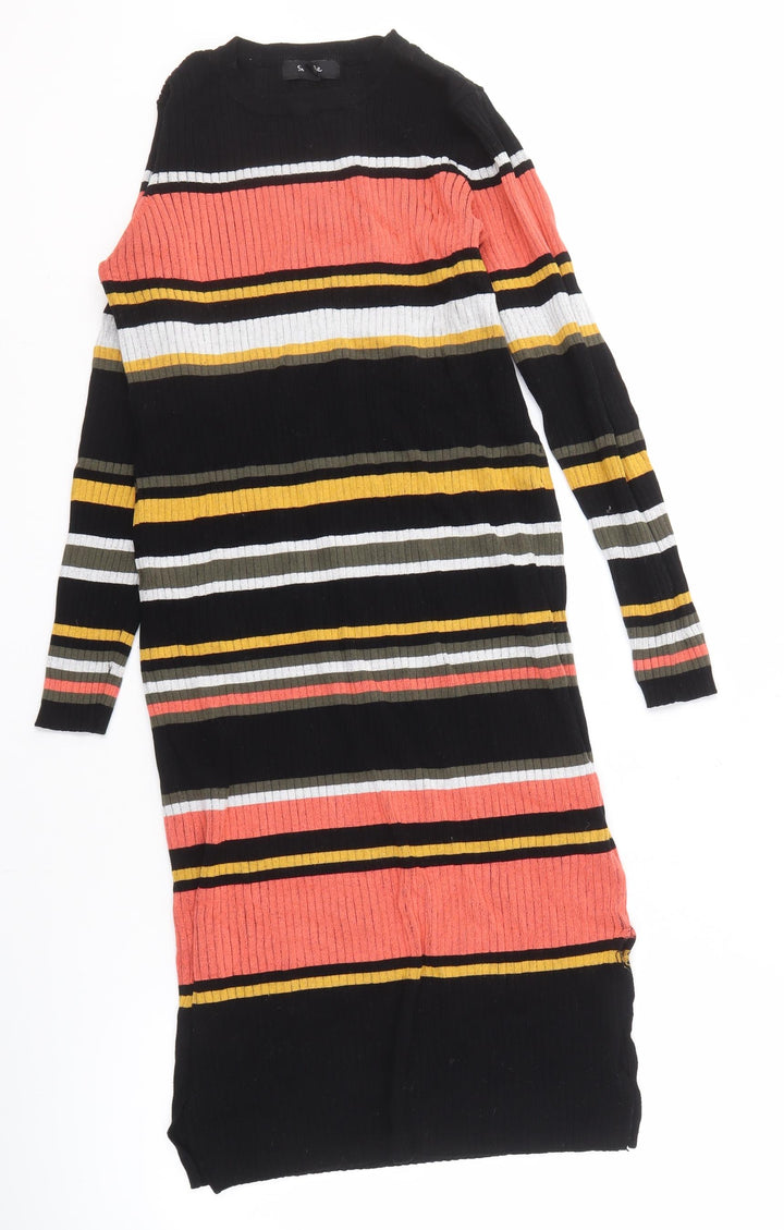 Simplicity Women's Black Multicoloured Striped Dress