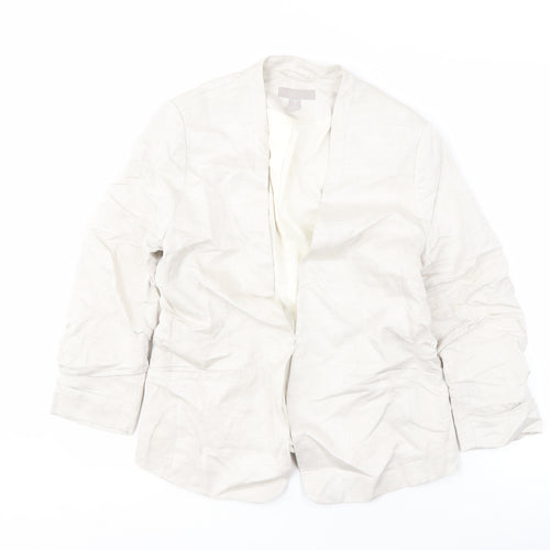 H&M Women's Ivory Suit Jacket Size 12 Linen Blend