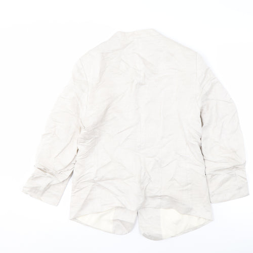 H&M Women's Ivory Suit Jacket Size 12 Linen Blend