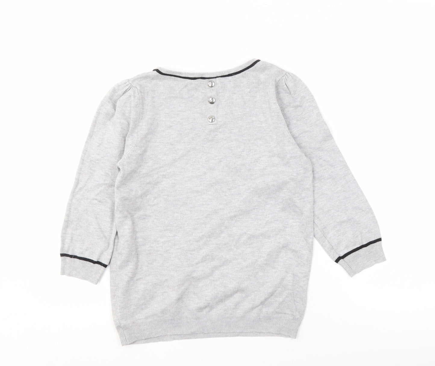 BHS Women's Grey Pullover Jumper, Size 8 Petite, Buttons