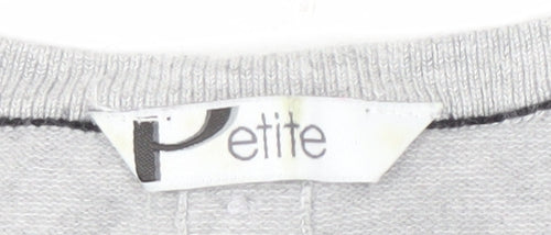 BHS Women's Grey Pullover Jumper, Size 8 Petite, Buttons