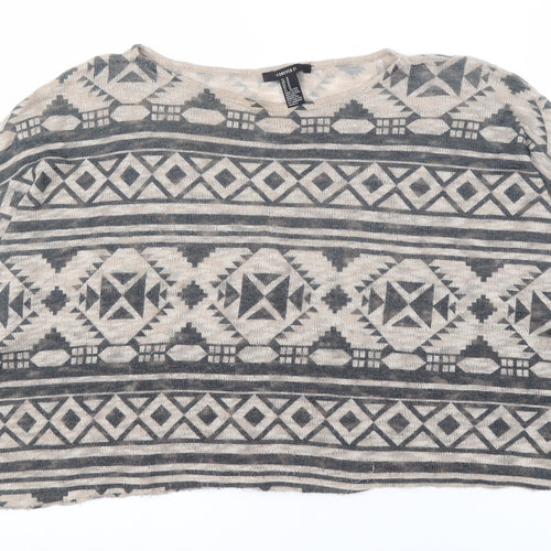Forever 21 Women's Beige Geometric Pullover Jumper M
