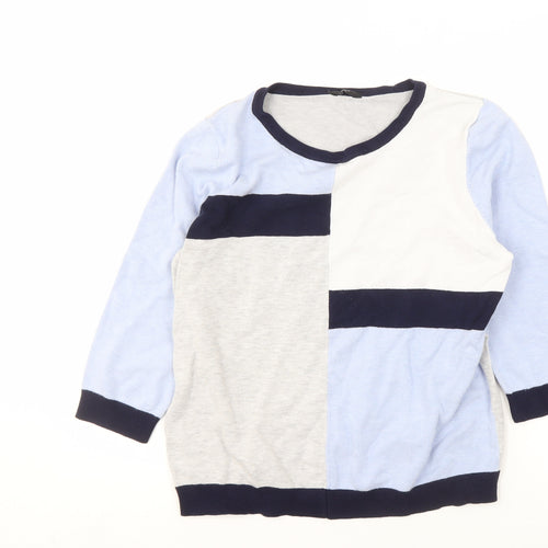 M&Co Women's Blue Colourblock Pullover Jumper Size 18