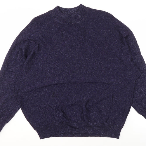 Marks and Spencer Women's Sparkle Blue Jumper - Size L