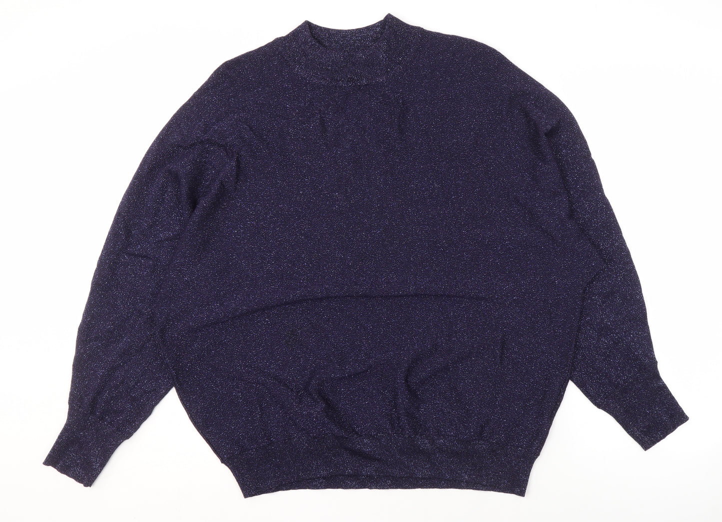 Marks and Spencer Women's Sparkle Blue Jumper - Size L