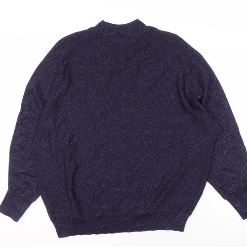 Marks and Spencer Women's Sparkle Blue Jumper - Size L
