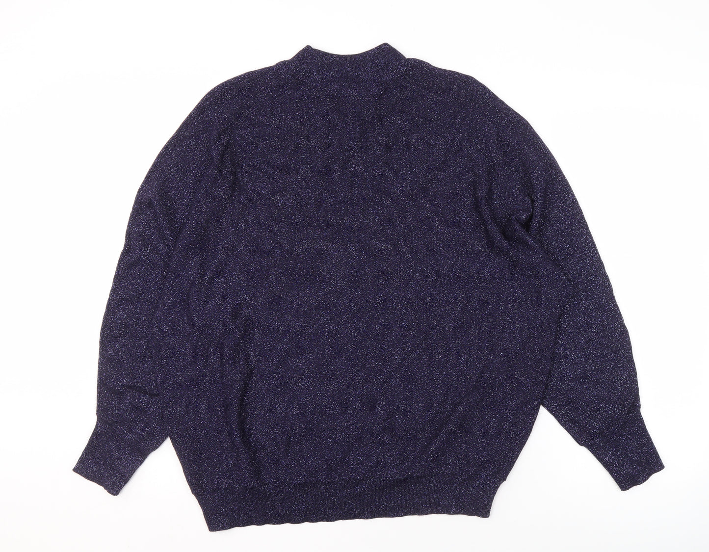 Marks and Spencer Women's Sparkle Blue Jumper - Size L