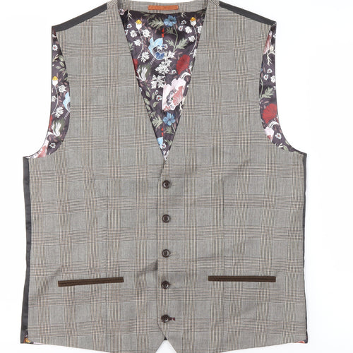 Next Men's Grey Check Waistcoat 42R