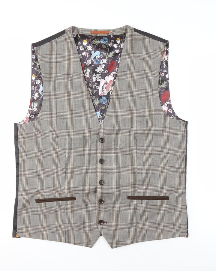 Next Men's Grey Check Waistcoat 42R