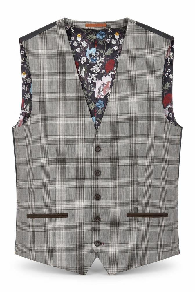 Front view of Next Men's Grey Check Waistcoat 42R