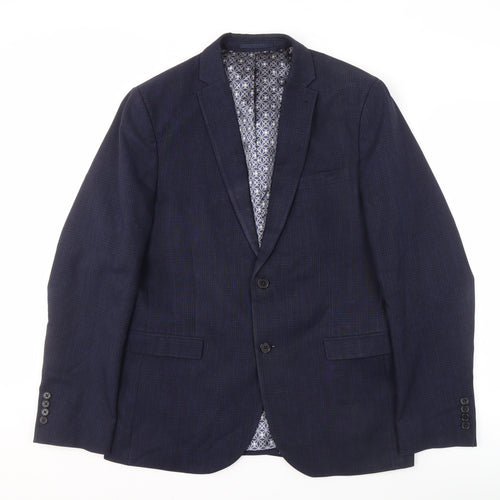 Next Men's Blue Check Slim Fit Blazer 42R