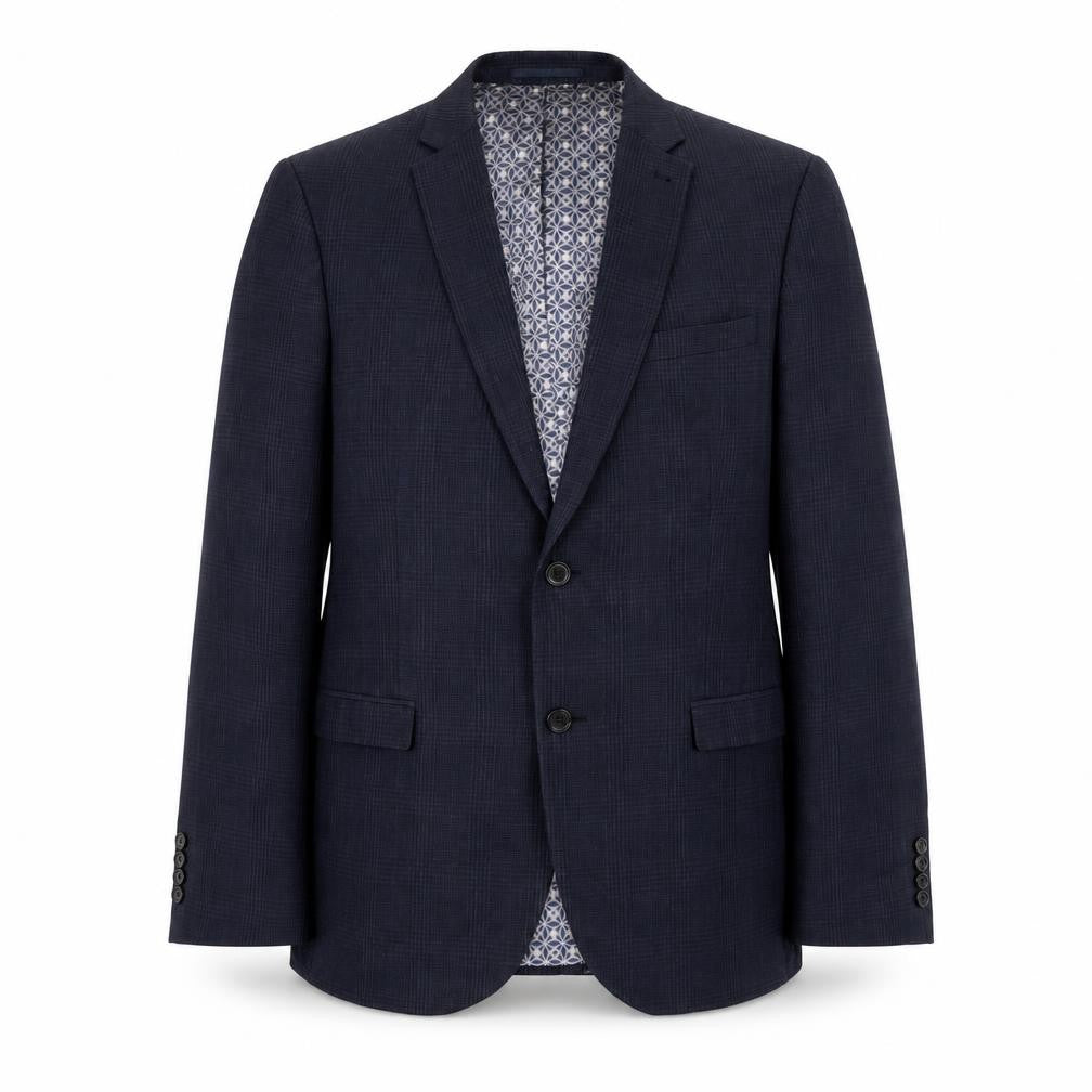 Front view of Next Men's Blue Check Slim Fit Blazer 42R