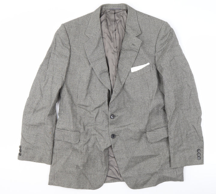 St Michael Men's Grey Check Wool Blazer, 42 Regular Fit