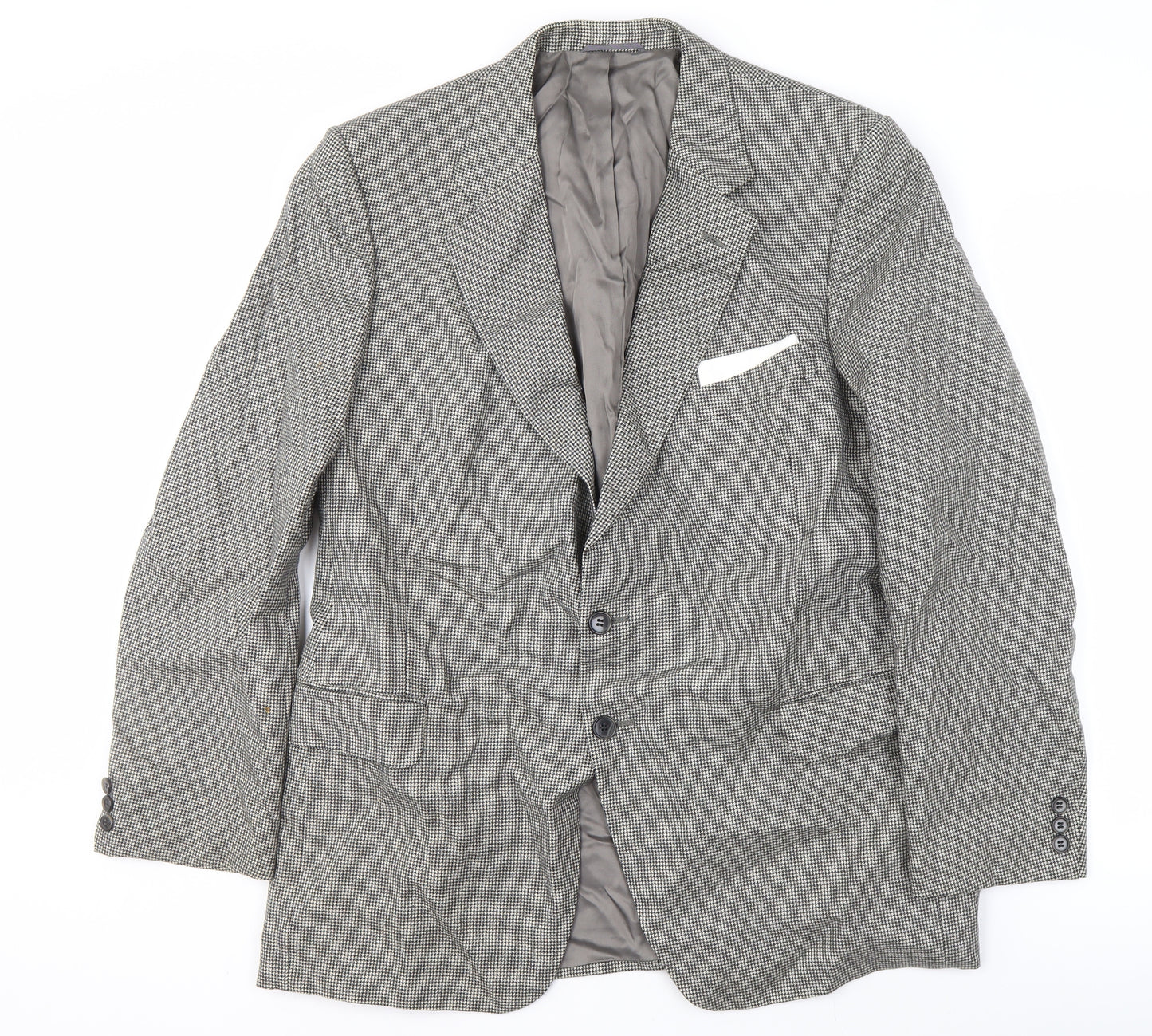 St Michael Men's Grey Check Wool Blazer, 42 Regular Fit