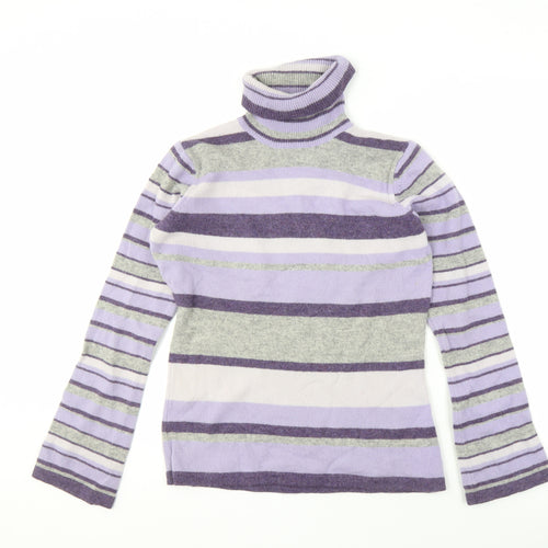 Next Women's Purple Striped Roll Neck Jumper Size 12