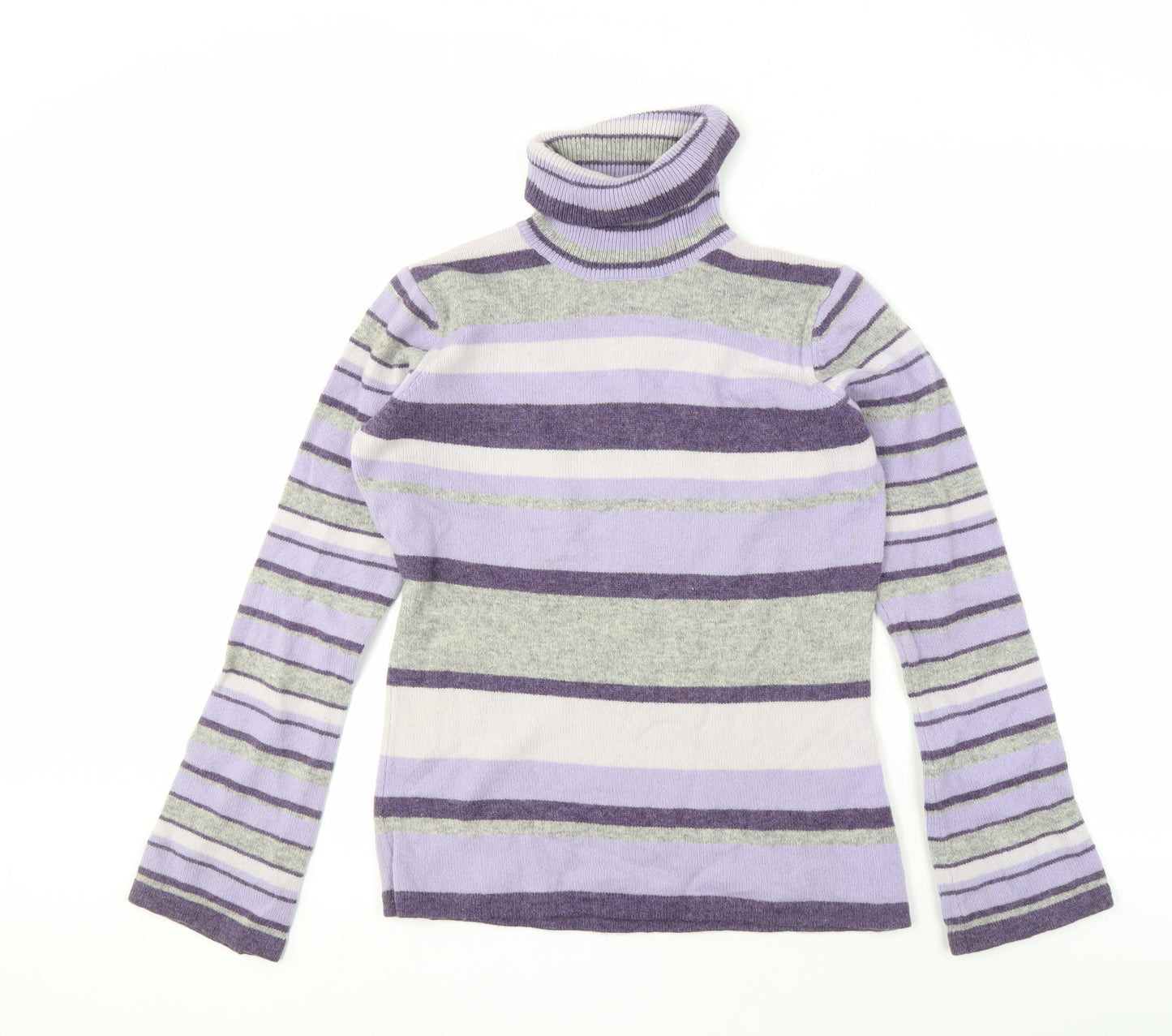 Next Women's Purple Striped Roll Neck Jumper Size 12