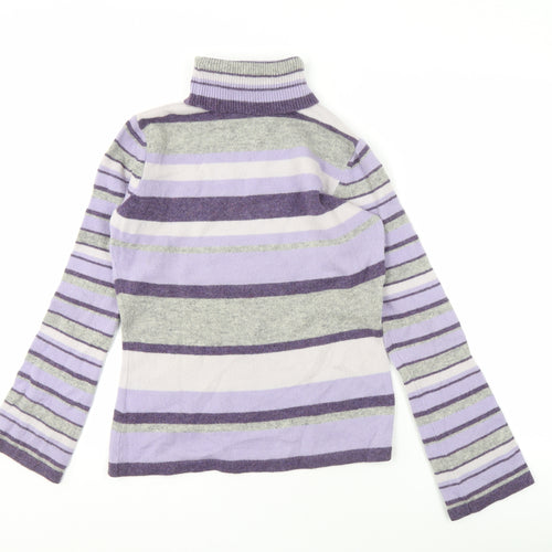 Next Women's Purple Striped Roll Neck Jumper Size 12