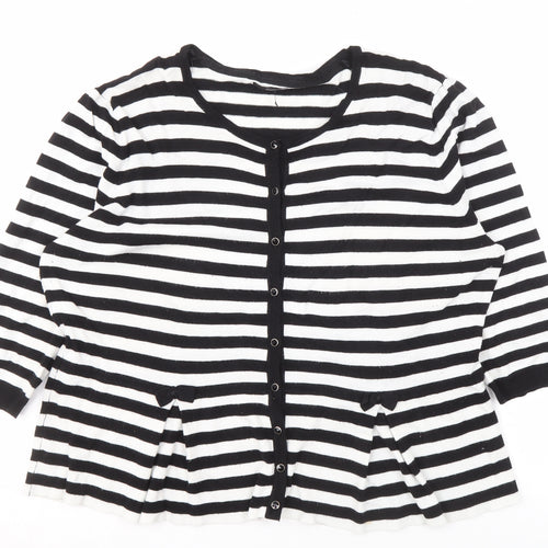 M&Co Women's Black Striped Cardigan, Size 20