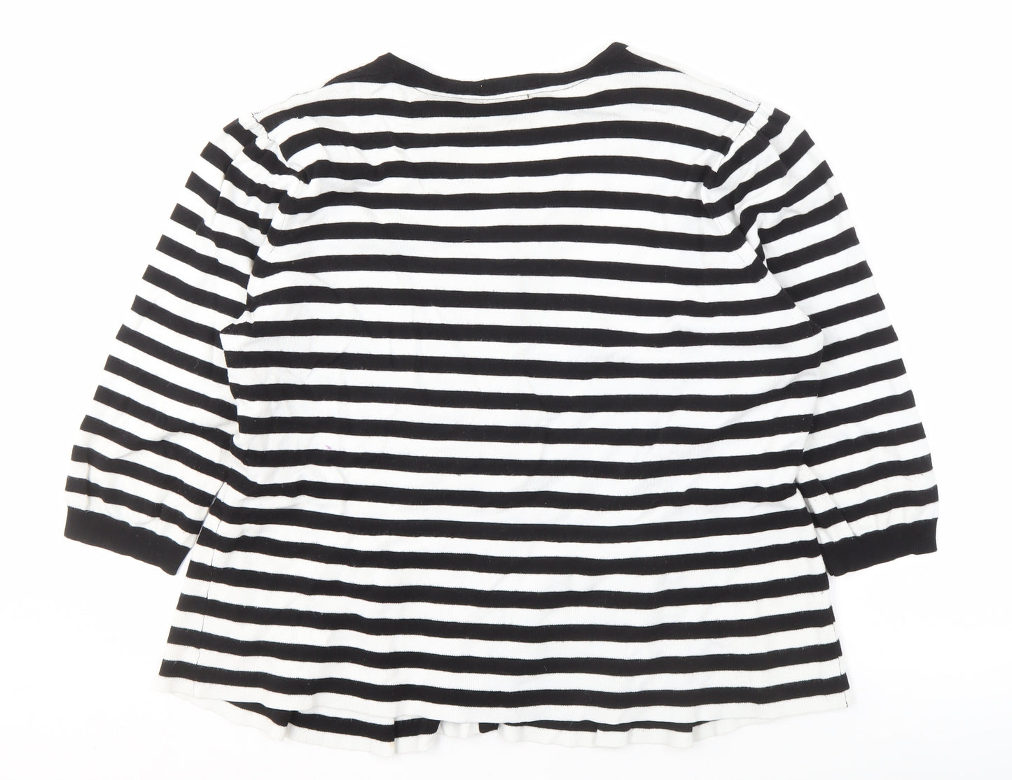 M&Co Women's Black Striped Cardigan, Size 20