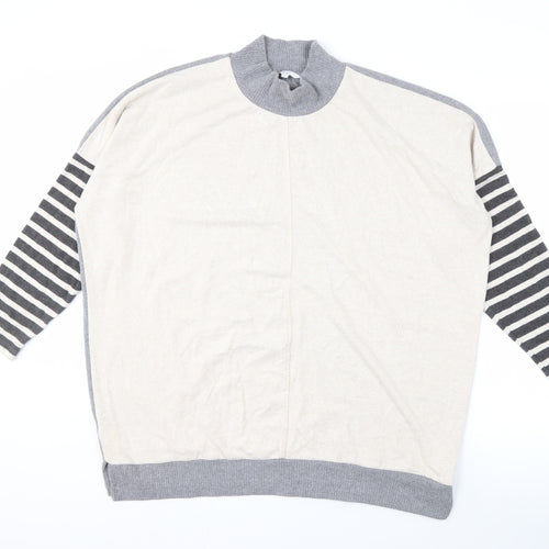 Next Women's Grey Mock Neck Striped Pullover XL