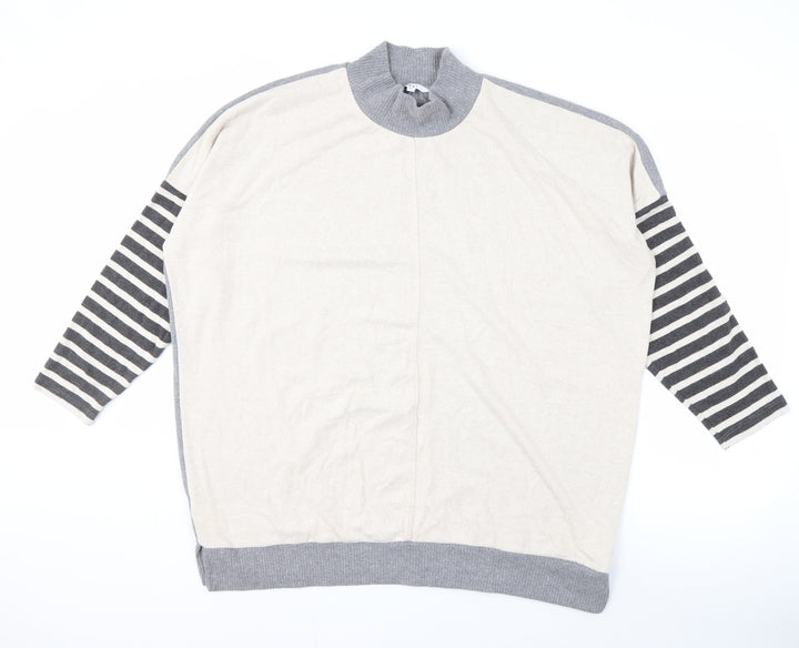 Next Women's Grey Mock Neck Striped Pullover XL