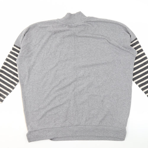 Next Women's Grey Mock Neck Striped Pullover XL
