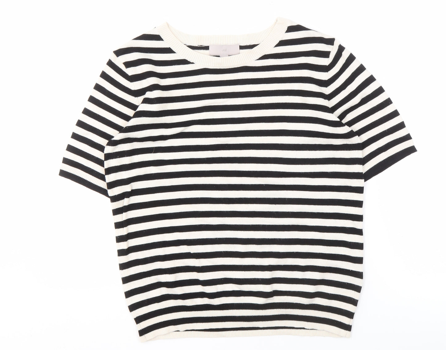 H&M Women's Black Stripe Pullover Jumper, S