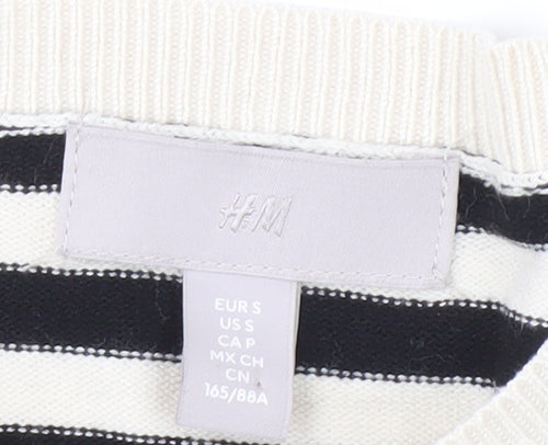 H&M Women's Black Stripe Pullover Jumper, S