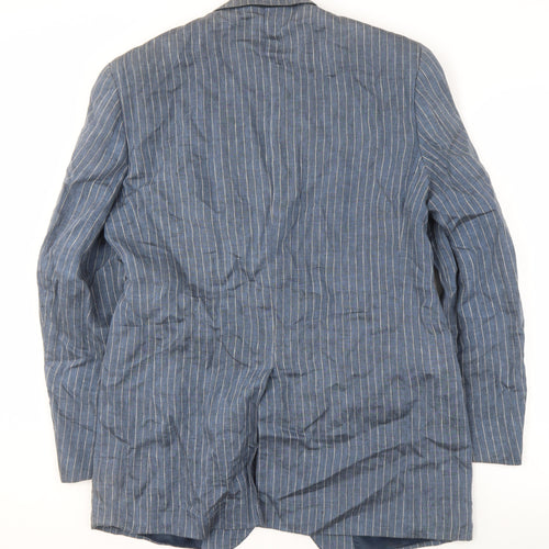 Marks and Spencer Men's Blue Striped Linen Jacket 42L