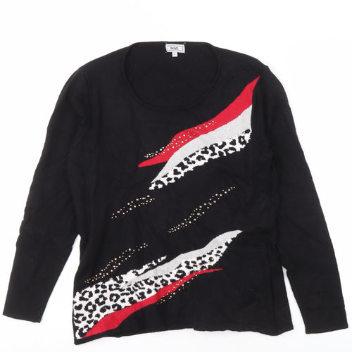 Text Women's Black Animal Print Jumper, S, Round Neck