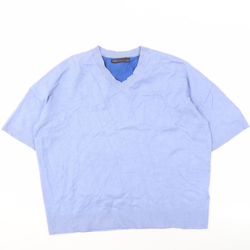 Marks and Spencer Women's Blue V-Neck Pullover Jumper