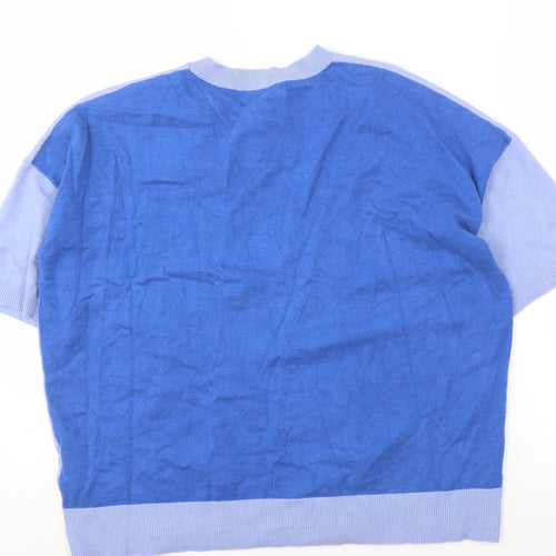 Marks and Spencer Women's Blue V-Neck Pullover Jumper