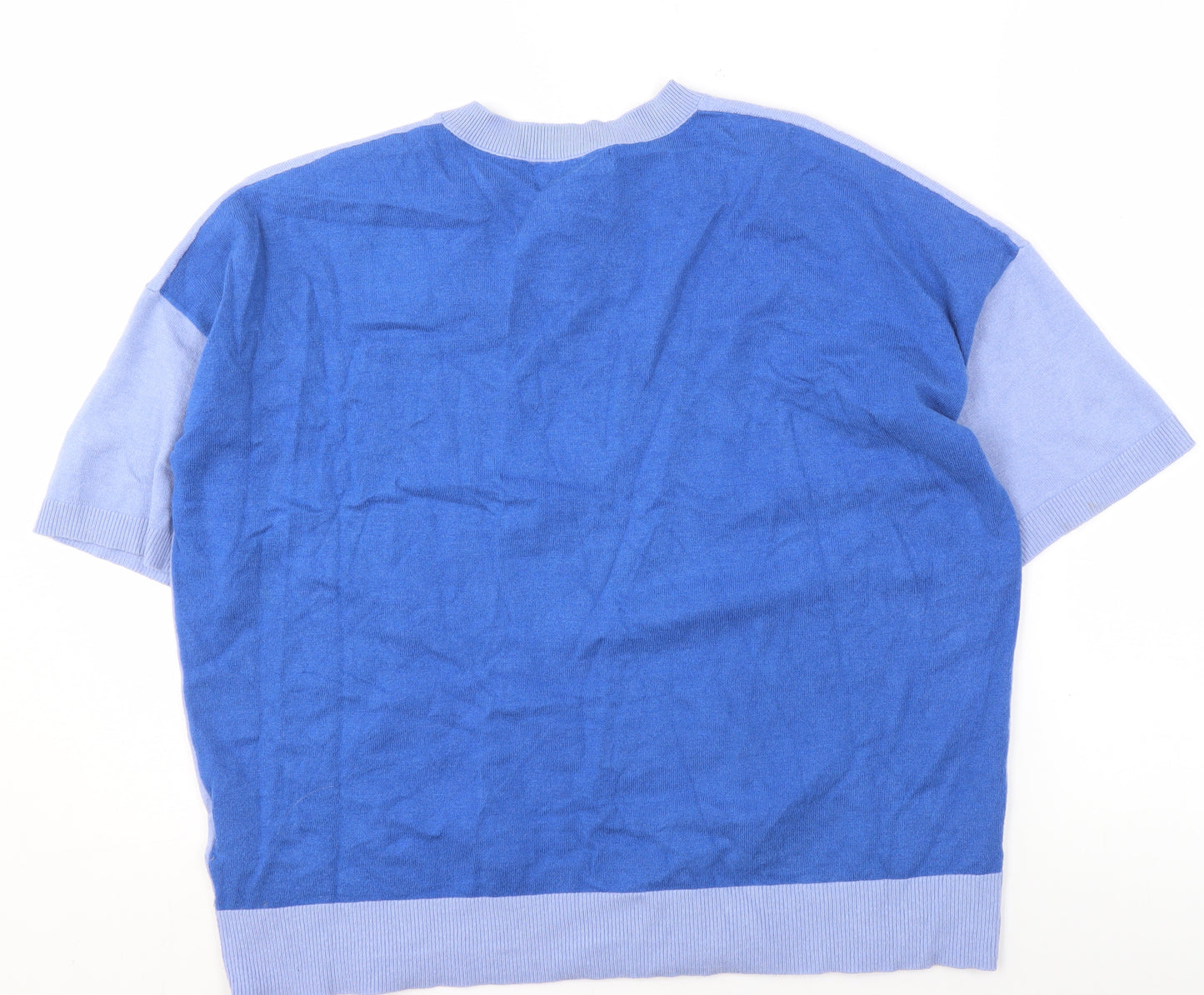 Marks and Spencer Women's Blue V-Neck Pullover Jumper